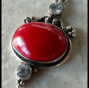 Large 925 Silver & Coral Slider